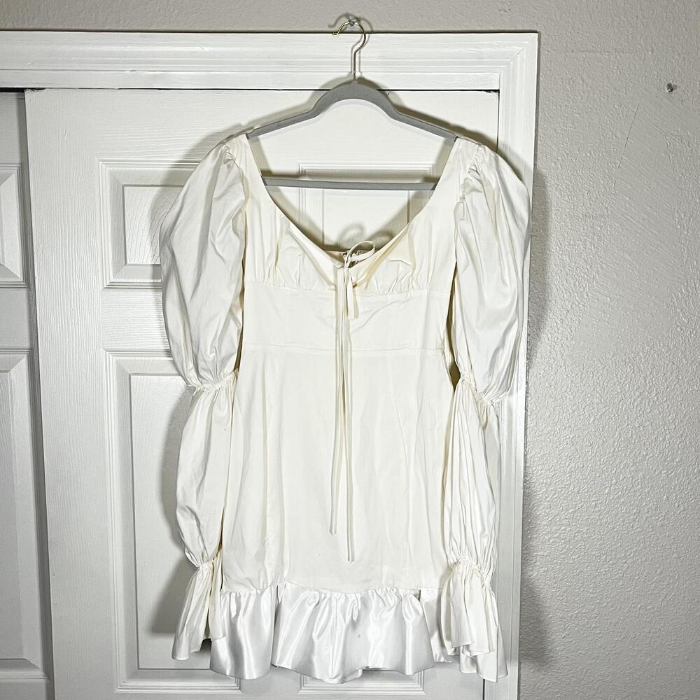House Of CB Dress Vintage Womens Large Satin Puff Sleeve Ruffle Mini Party Elsie